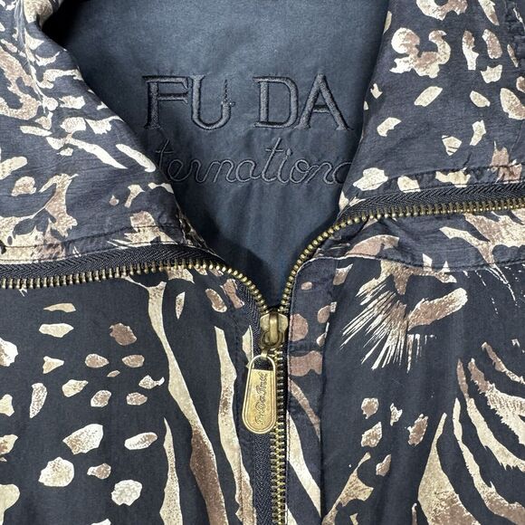 Vintage 80s Silk Tiger Leopard Animal Print All Over Bomber Jacket Medium - Picture 6 of 9